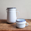 Load image into Gallery viewer, Enamel Tea Can with Handle - 11cm - White/Blue Rim