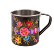 Load image into Gallery viewer, Pansy Handpainted Metal Mug - Black