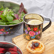 Load image into Gallery viewer, Pansy Handpainted Metal Mug - Black