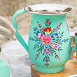 Load image into Gallery viewer, Pansy Handpainted Metal Jug 1.7L - Mint