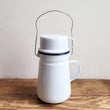 Load image into Gallery viewer, Enamel Tea Can with Handle - 11cm - White/Blue Rim
