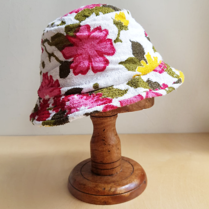 Floral Terry Hat - Pink / Yellow