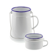Load image into Gallery viewer, Enamel Tea Can with Handle - 11cm - White/Blue Rim