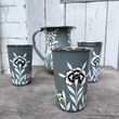 Load image into Gallery viewer, Hand Painted Folk Art Tall Cup - Grey Flower