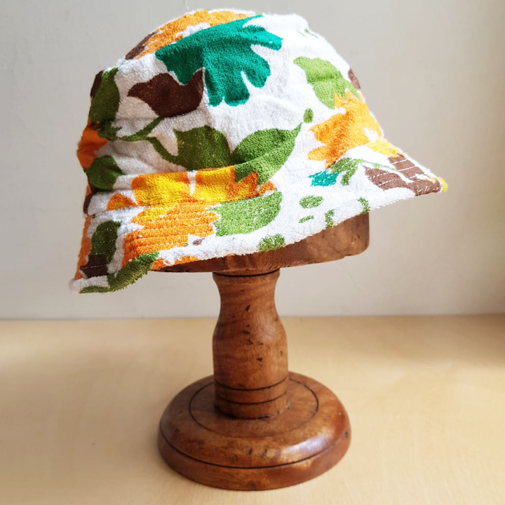 Floral Terry Hat - Orange/Green