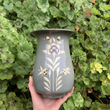 Load image into Gallery viewer, Enamelware Steel Hand Painted Folk Art Jug - Grey Flower