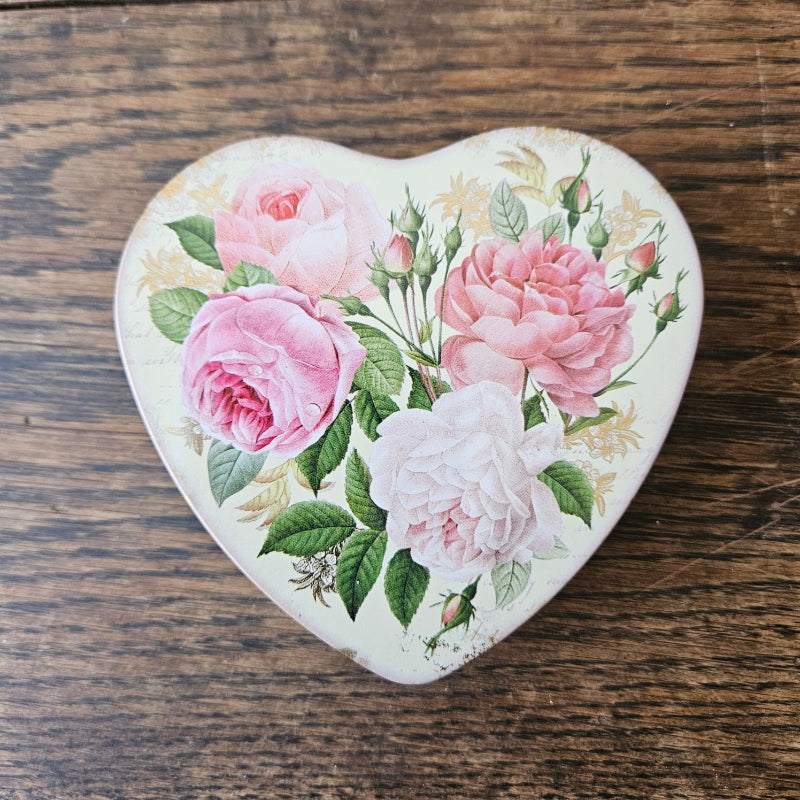 Small Heart Shape Tin - Roses