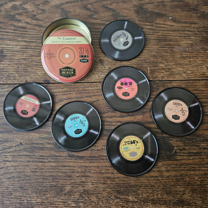 Vintage Audio Coasters In A Tin