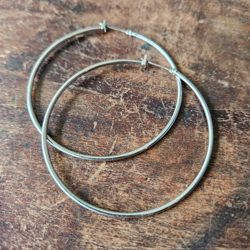 large silver hoop earring