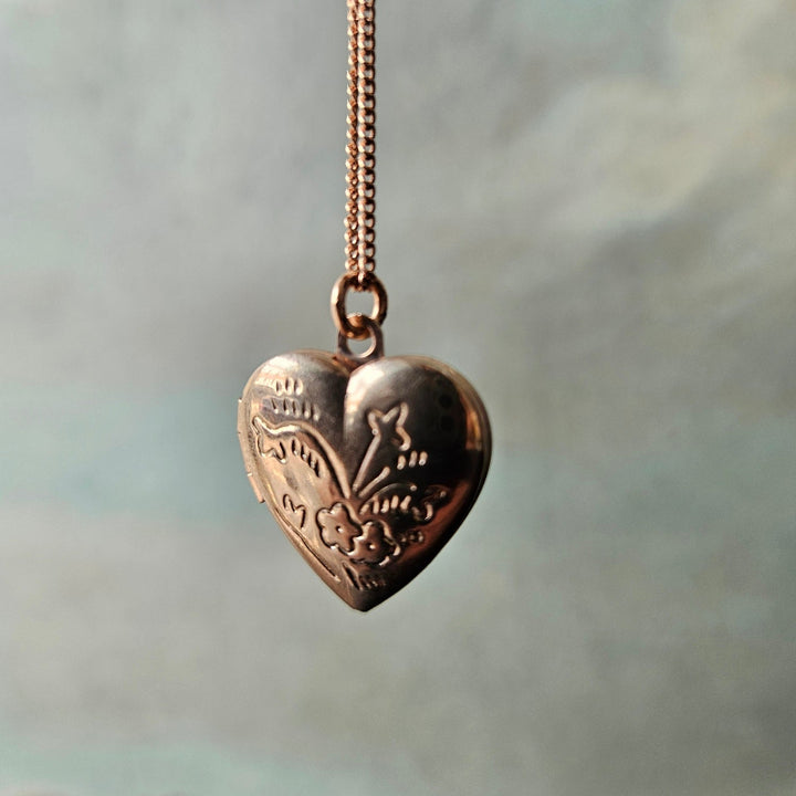 Outlet Heart locket Rosegold Flowers