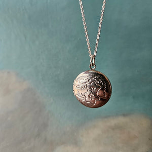 Round Embossed silver locket