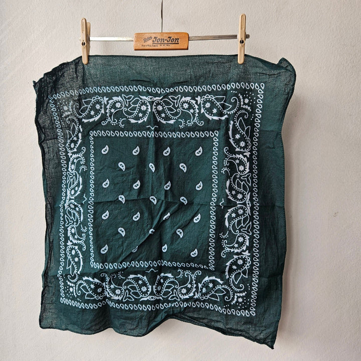 Bandana Scarf - Dark Green Cotton (pre washed )