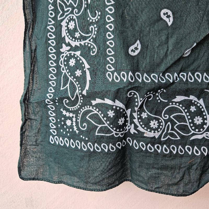 Bandana Scarf - Dark Green Cotton (pre washed )