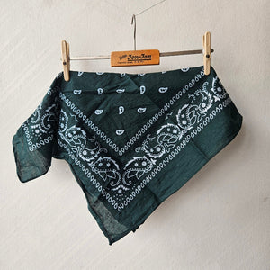 Bandana Scarf - Dark Green Cotton (pre washed )