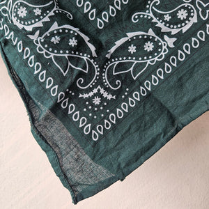 Bandana Scarf - Dark Green Cotton (pre washed )