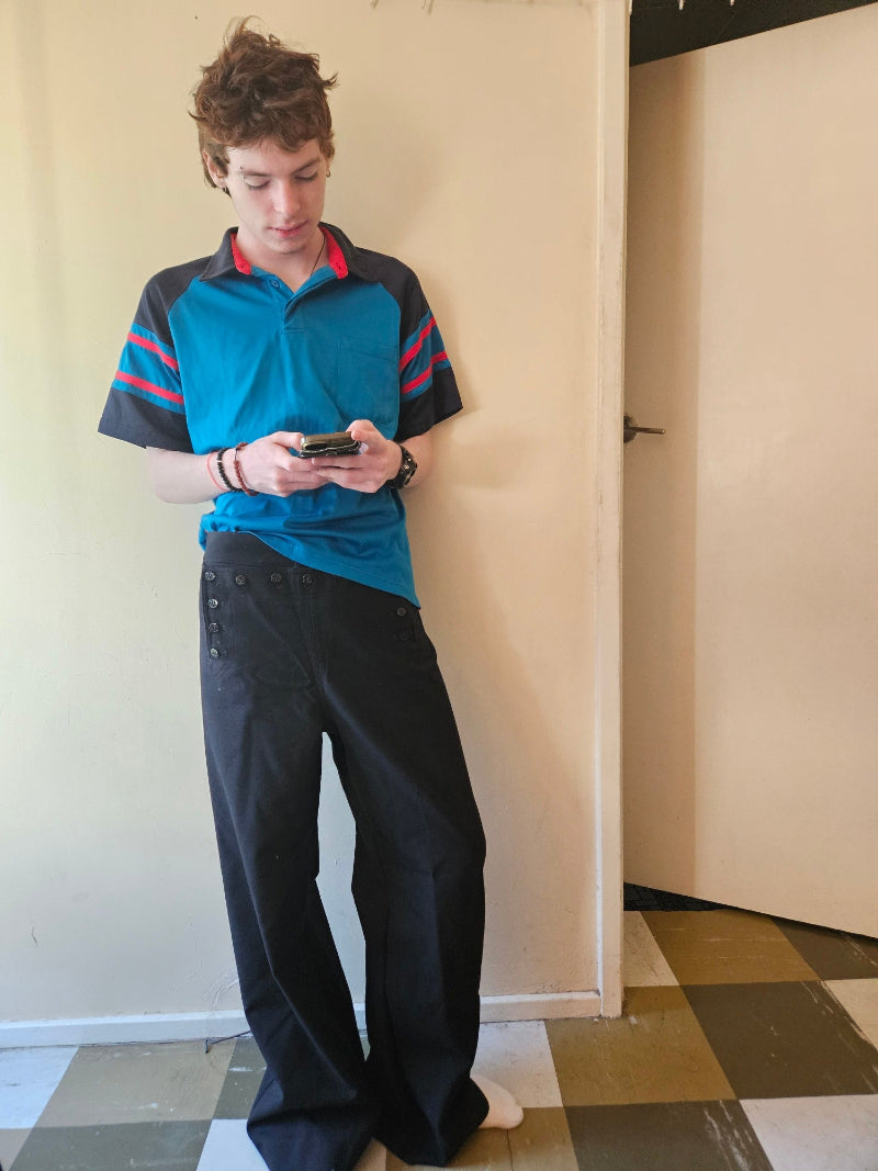 Vintage Jersey Collared Shirt polo Blue and red X Terrain Menns Med