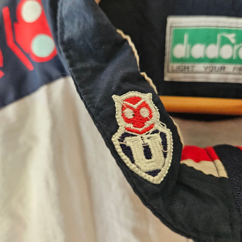 Vintage Diadora Light your Fire jacket Red white Navy Zip up Jacket Chile Universidad de Chile XL made in Chile