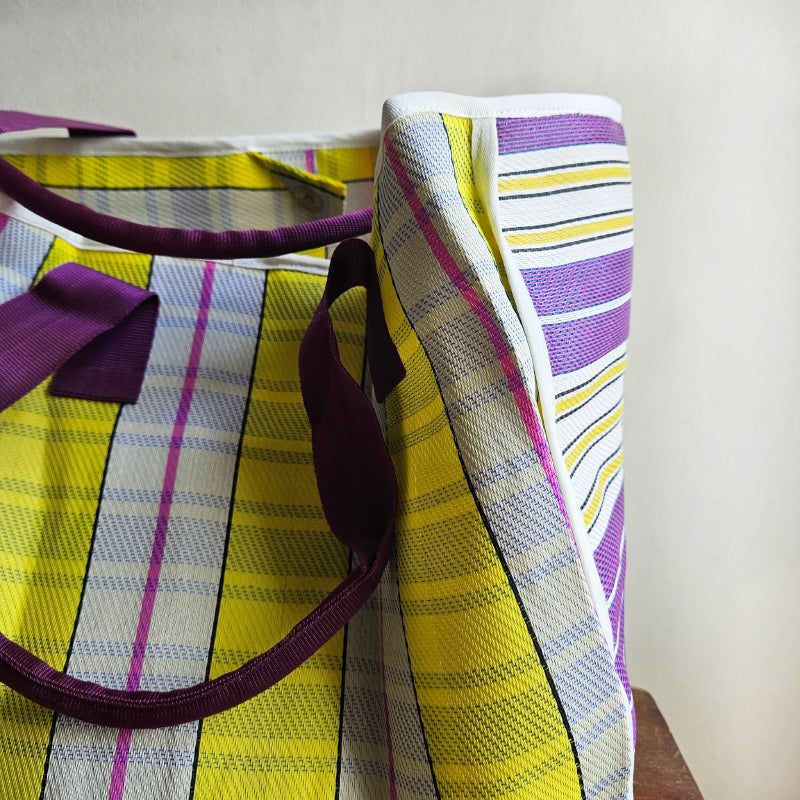 Nylon Tote Bag - Yellow/Purple