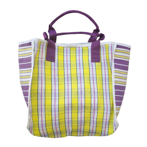 Nylon Tote Bag - Yellow/Purple