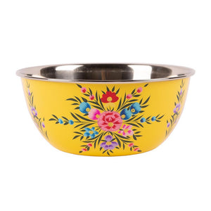 Pansy Handpainted Metal Salad Bowl - Buttercup