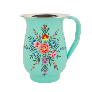 Pansy Handpainted Metal Jug 1.7L - Mint