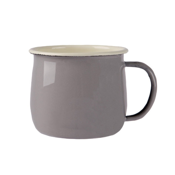 Enamel Belly Mug - Grey/Cream 375ml