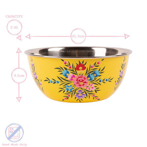 Pansy Handpainted Metal Salad Bowl - Buttercup