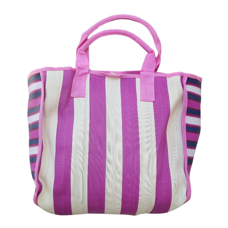 Nylon Tote Bag - Pink/Navy