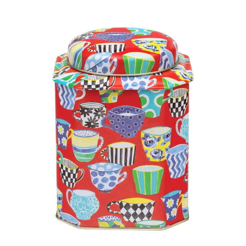 Tea Caddy Tin - Red Tea Cup