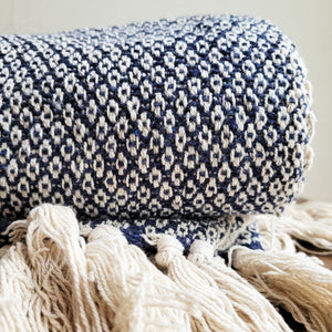 Bloomingville Recycled Cotton Throw - Blue/Natural