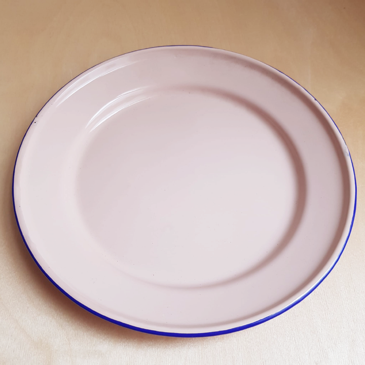 Flat Enamel Plate 24cm - Pale Pink
