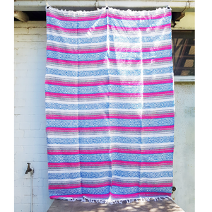 Mexican Falsa Blankets 1.9x1.2m - Baby Blue/Pink
