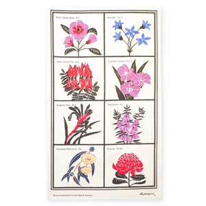 Tea Towel - Floral Emblem, Australian Wildflowers, Australian made, Australian Floral, Floral tea towel