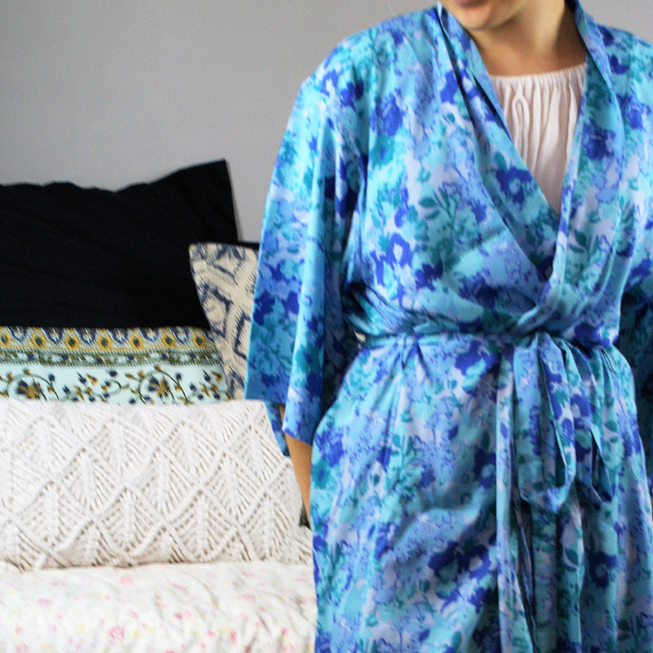 Fair Trade Floral Blues Robe