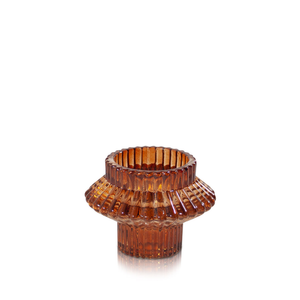 Glass Vintage Style  Candle Holder - Aida Amber