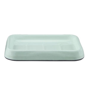 Soap Dish 13cm - Duck Egg/Grey Rim