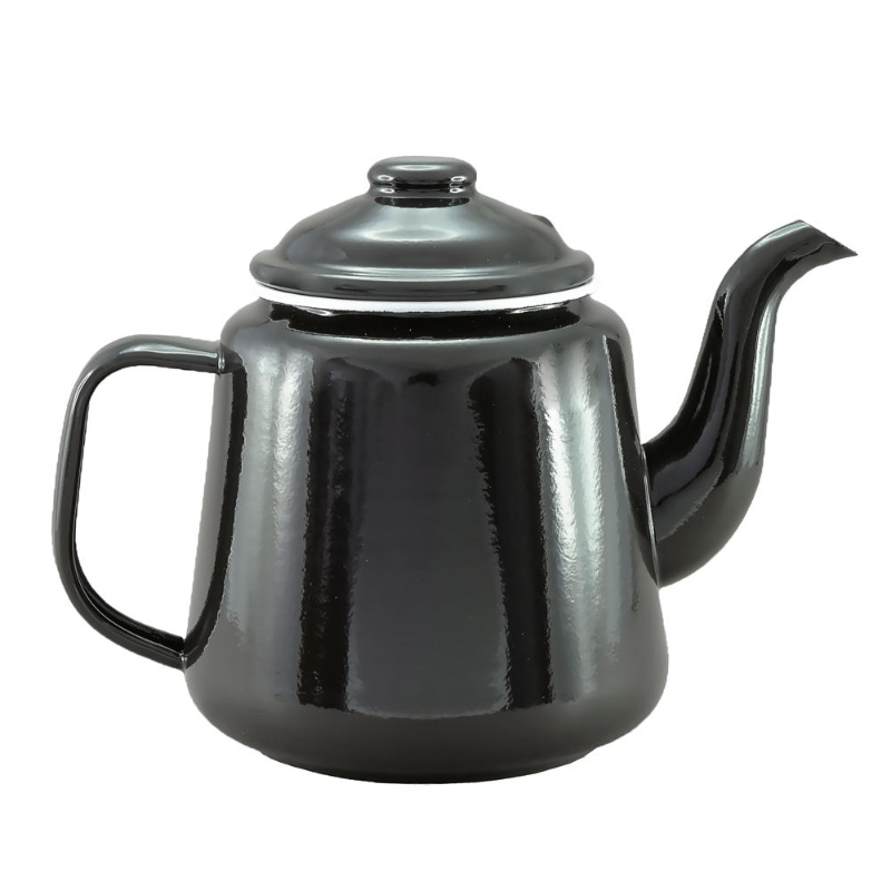 Vintage Style Enamelware 2 Tone Teapot - 1.5L Black/White