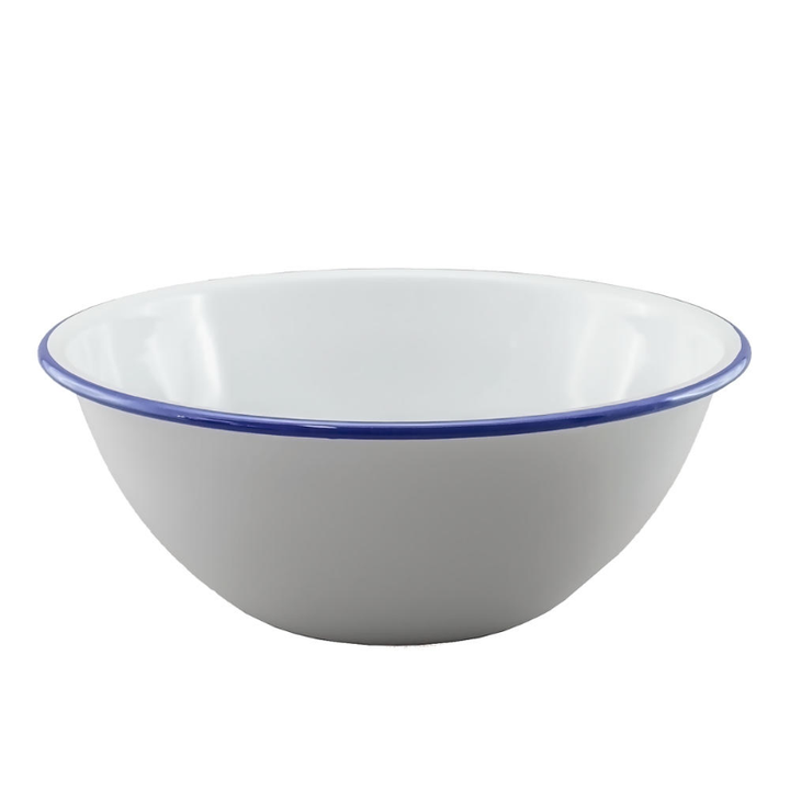 Enamel Mixing Bowl 24cm - White/Blue