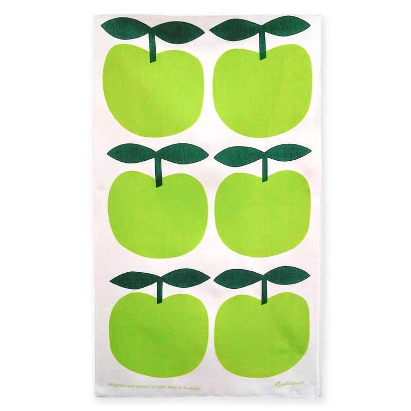Tea Towel - Green Apples, retro tea towels, Australian made