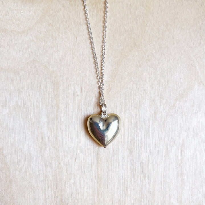 Chunky Silver Heart Necklace