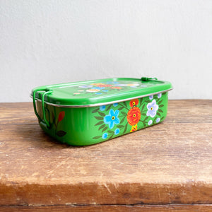 Hand Painted Enamel Snack Box - Garden Green