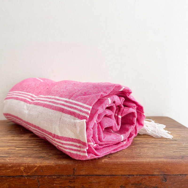 Turkish Round Beach Towel - Pink