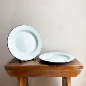 Enamel Dinner Plate 26cm - Duck Egg/Grey Rim