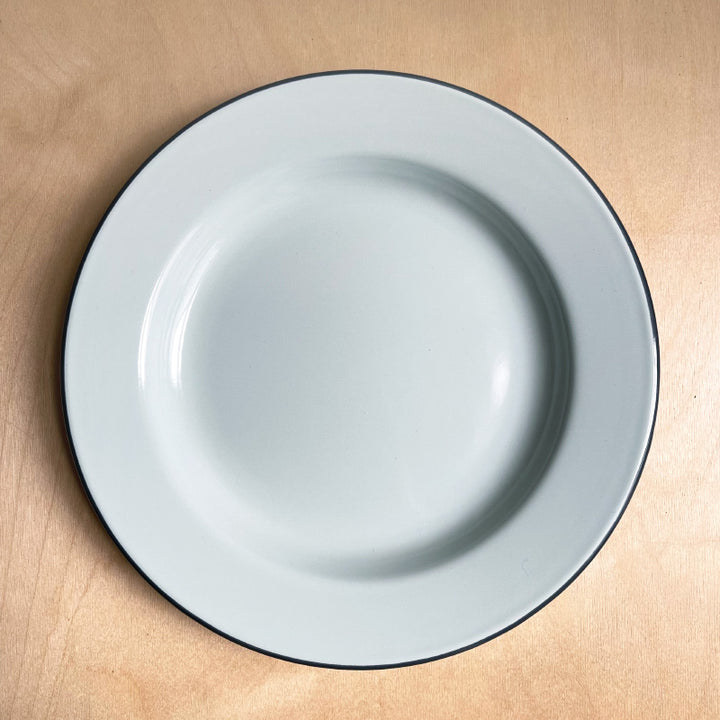 Enamel Dinner Plate 26cm - Duck Egg/Grey Rim
