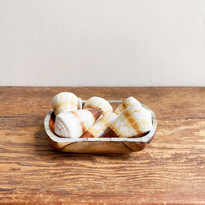 Teak Bowl with Shell Inlay