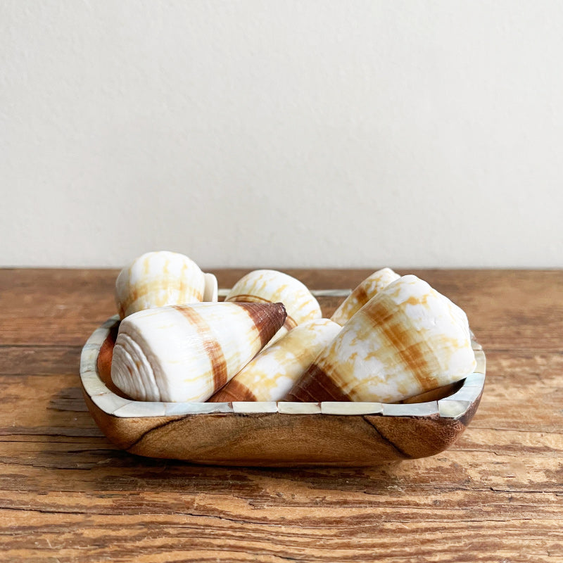 Teak Bowl with Shell Inlay