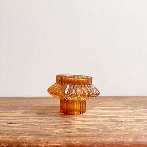 Glass Vintage Style  Candle Holder - Aida Amber