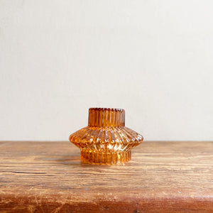 Glass Vintage Style  Candle Holder - Aida Amber