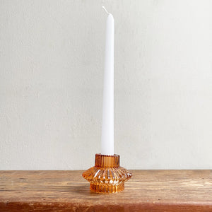 Glass Vintage Style  Candle Holder - Aida Amber