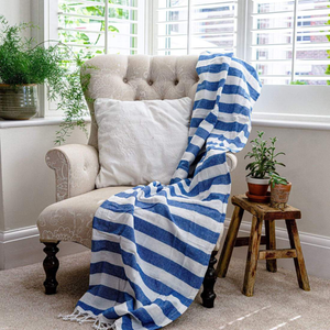 Outlet Turkish Beach Towel - Blue Stripe